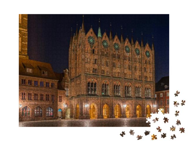 Stralsund - Historic Brick Gothic Town Hall on the Old Ma... Jigsaw Puzzle with 1000 pieces