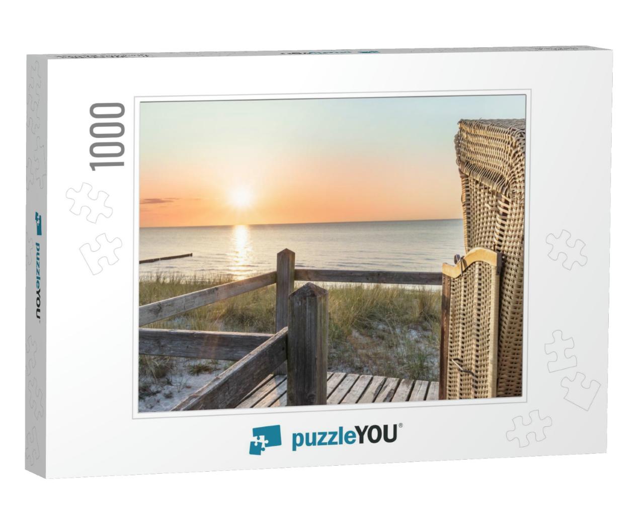 Sunset & Beach Chair At the Baltic Sea Beach... Jigsaw Puzzle with 1000 pieces