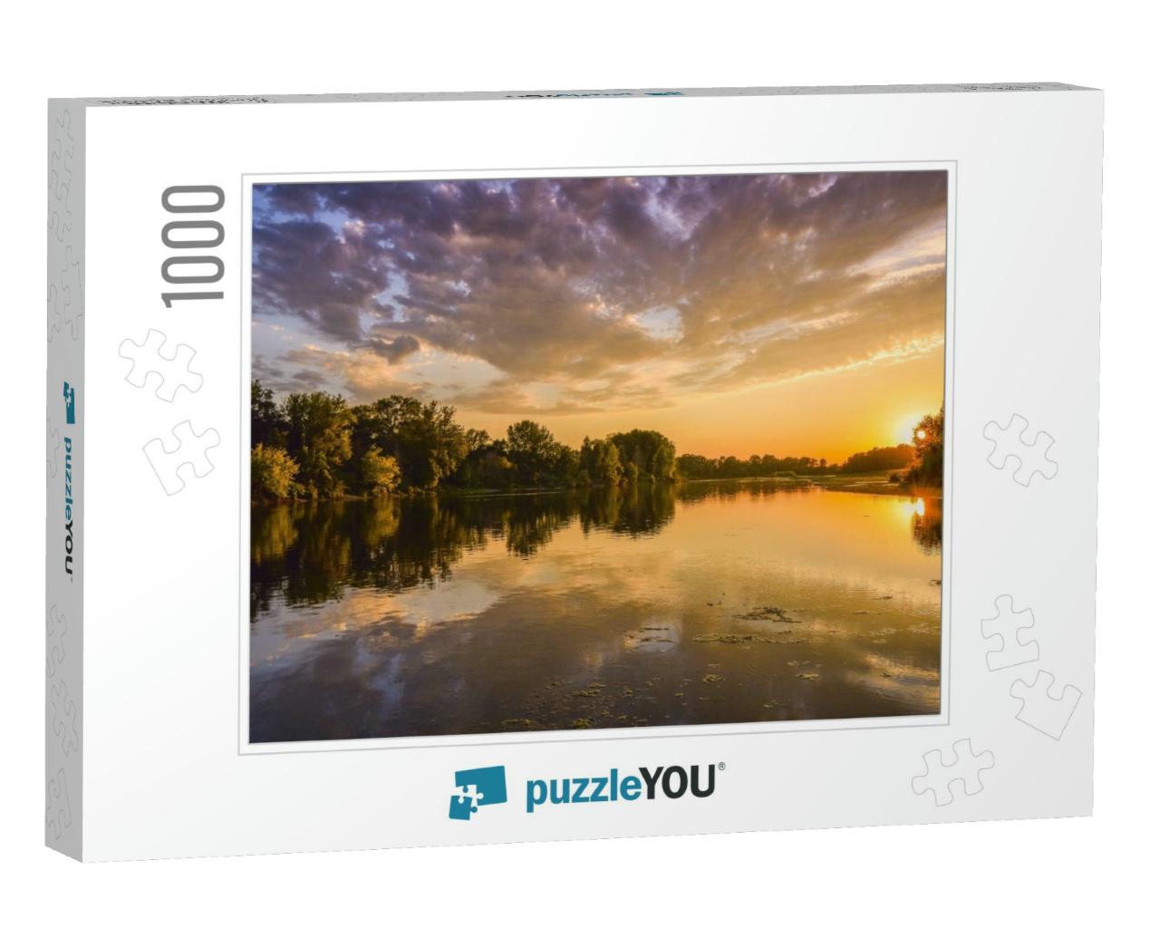 Loire River At Sunset, Colorful Picture of the River Loir... Jigsaw Puzzle with 1000 pieces