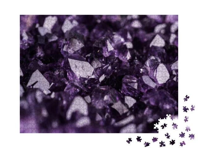 Amethyst Geode on Black Background. Beautiful Natural Cry... Jigsaw Puzzle with 1000 pieces