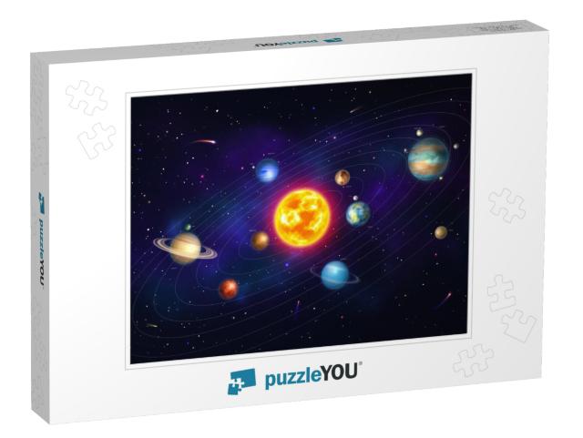 Colorful Solar System with Nine Planets Which Orbit Sun... Jigsaw Puzzle