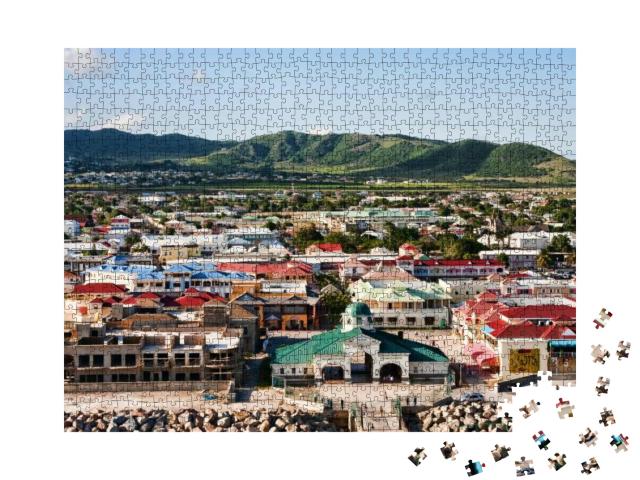 A Colorful Shopping Area At the Port on St. Kitts in the... Jigsaw Puzzle with 1000 pieces
