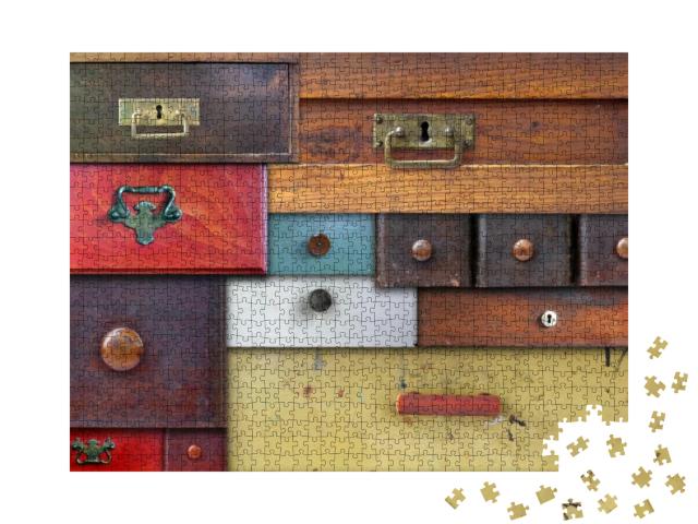 Various Old Drawers - in Utter Secrecy... Jigsaw Puzzle with 1000 pieces