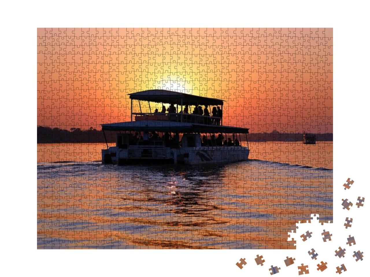 Zambezi River Cruise At Sunset, Zimbabwe... Jigsaw Puzzle with 1000 pieces