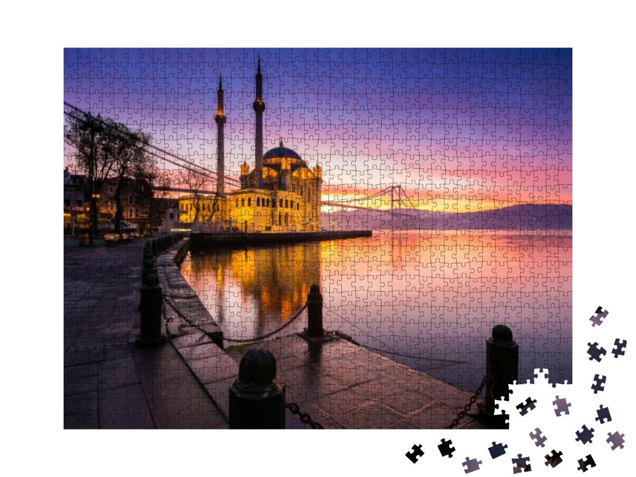 Amazing Sunrise At Ortakoy Mosque in Istanbul, Turkey... Jigsaw Puzzle with 1000 pieces