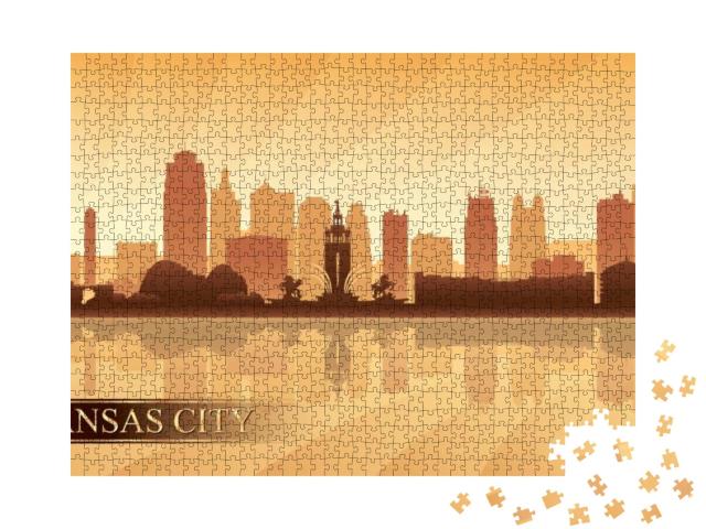 Kansas City Skyline Silhouette Background, Vector Illustr... Jigsaw Puzzle with 1000 pieces