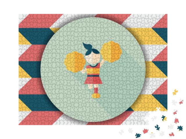 Cheerleader Flat Icon with Long Shadow, Eps10... Jigsaw Puzzle with 1000 pieces