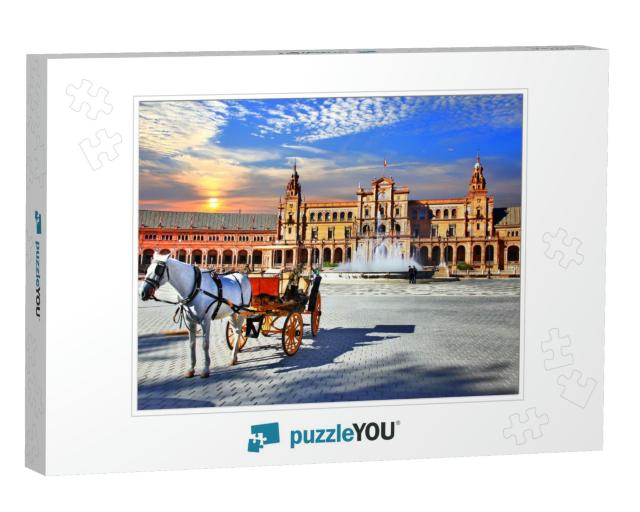Landmarks of Spain - Piazza Espana in Seville, Andalusia... Jigsaw Puzzle