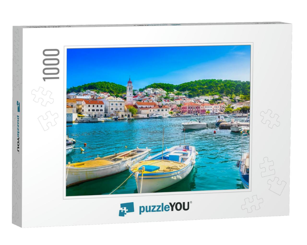 Seafront Scenery of Small Mediterranean Village Pucisca o... Jigsaw Puzzle with 1000 pieces