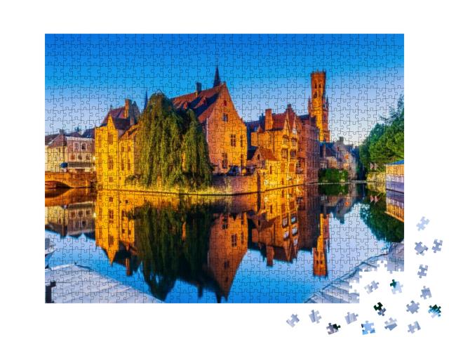 Bruges, Belgium. the Rozenhoedkaai Canal in Bruges with t... Jigsaw Puzzle with 1000 pieces
