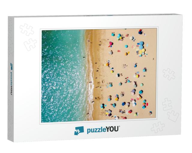 Aerial View from Flying Drone of People Crowd Relaxing on... Jigsaw Puzzle