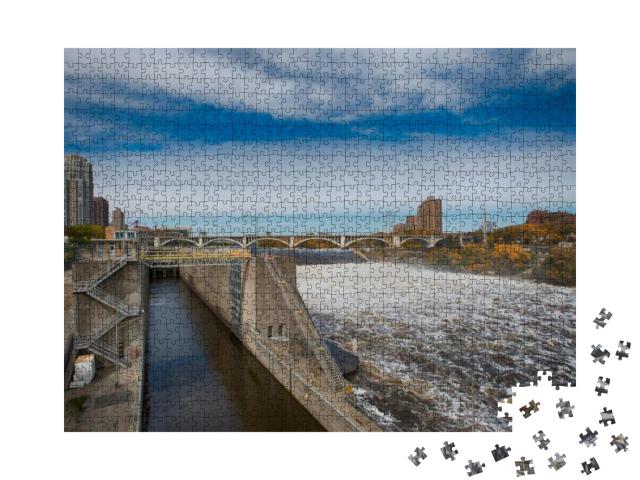 Saint Anthony Falls Lock & Dam. Minneapolis, Minnesota... Jigsaw Puzzle with 1000 pieces