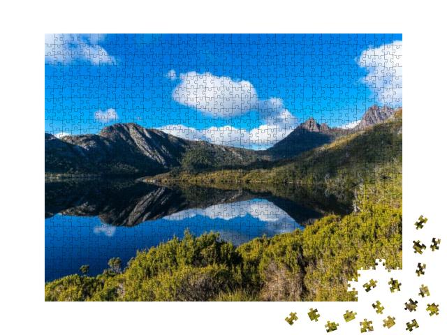 Cradle Mountain on Clear Day Reflected in Dove Lake. Crad... Jigsaw Puzzle with 1000 pieces
