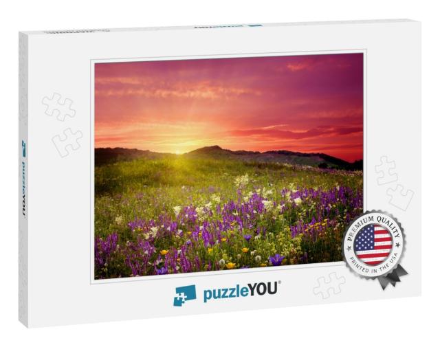 Mountain Landscape with Flowers... Jigsaw Puzzle