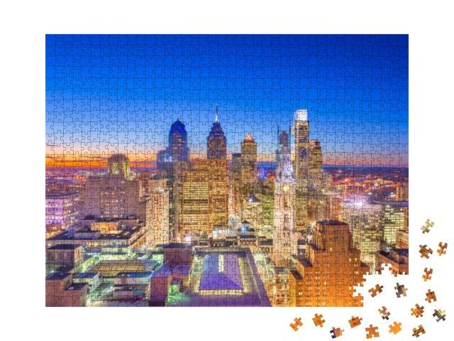 Philadelphia, Pennsylvania, USA Downtown City Skyline Roof... Jigsaw Puzzle with 1000 pieces