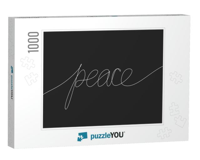 Word Peace Continuous One Line Drawing, Minimalist Linear... Jigsaw Puzzle with 1000 pieces