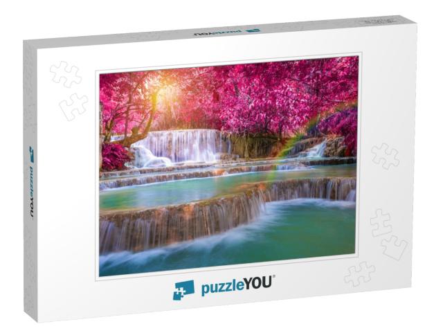 Waterfall in Rain Forest Tat Kuang Si Waterfalls At Luang... Jigsaw Puzzle