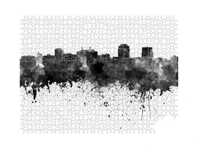 Colorado Springs Skyline in Black Watercolor... Jigsaw Puzzle with 1000 pieces