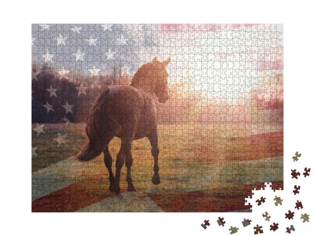Portrait of an American Quarter Horse in Summer Sunlight... Jigsaw Puzzle with 1000 pieces