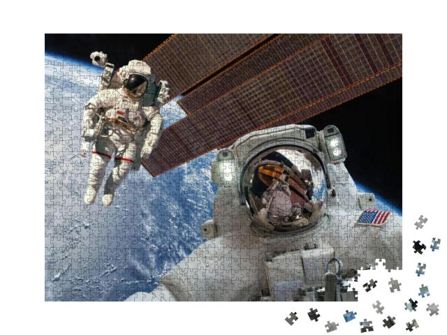 International Space Station & Astronaut in Outer Space Ov... Jigsaw Puzzle with 1000 pieces