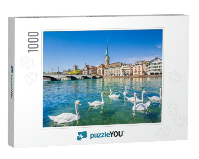 Beautiful View of the Historic City Center of Zurich with... Jigsaw Puzzle with 1000 pieces