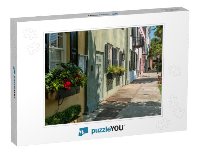 Summer At Rainbow Row - Rainbow Row, a Series of Colorful... Jigsaw Puzzle