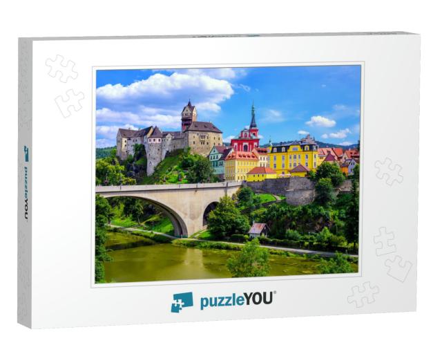 Colorful Town & Castle Loket Over Eger River in the Near... Jigsaw Puzzle