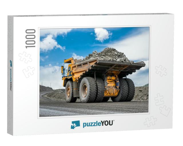 Rock Transportation by Dump Trucks. Large Quarry Yellow T... Jigsaw Puzzle with 1000 pieces