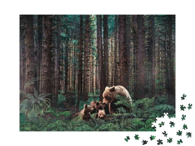 Western Hemlock Trees Growing Close Together & Covered wi... Jigsaw Puzzle with 1000 pieces