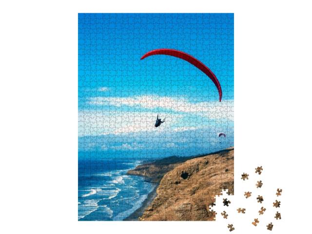 A Paraglider Soaring Over the Pacific Ocean in Torrey Pin... Jigsaw Puzzle with 1000 pieces