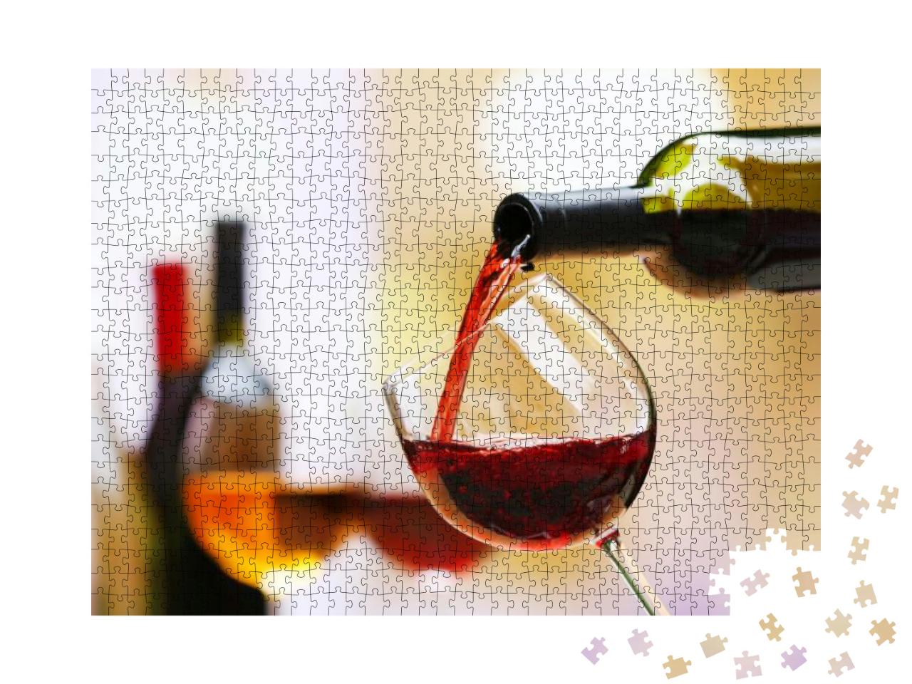 Red Wine Pouring Into Wine Glass, Close-Up... Jigsaw Puzzle with 1000 pieces