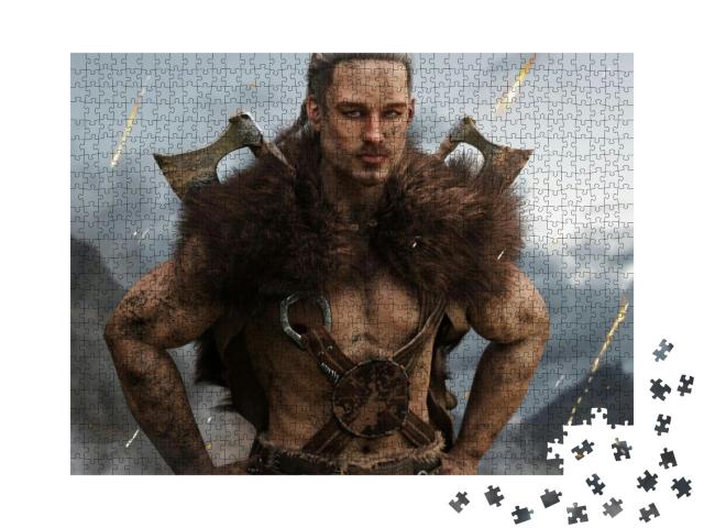 Portrait of a Muddy Viking Norse Warrior from Scandinavia... Jigsaw Puzzle with 1000 pieces