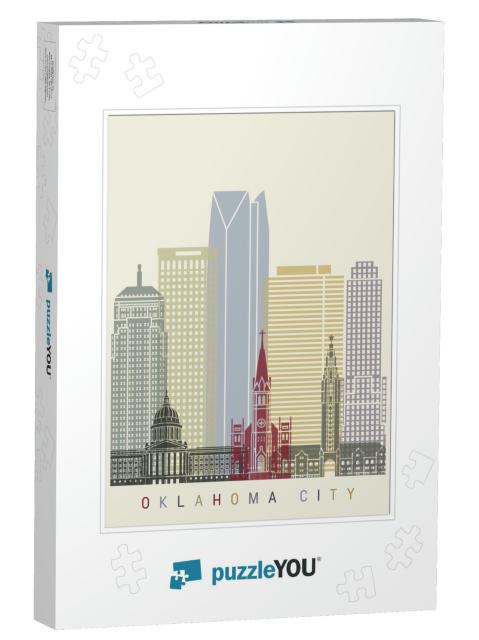 Oklahoma City Skyline Poster in Editable Vector File... Jigsaw Puzzle