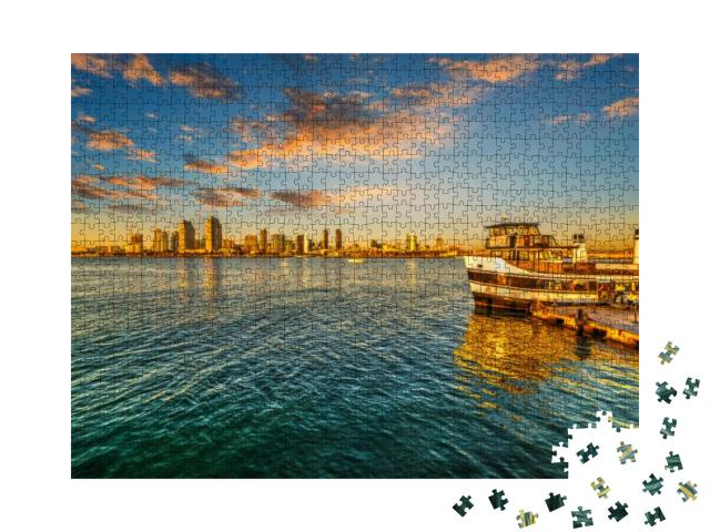 Ferry Boat in San Diego At Sunset, California... Jigsaw Puzzle with 1000 pieces