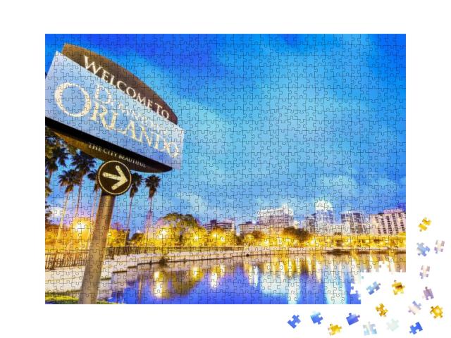 Downtown Orlando. City Skyline. Located in Lake Eola Park... Jigsaw Puzzle with 1000 pieces
