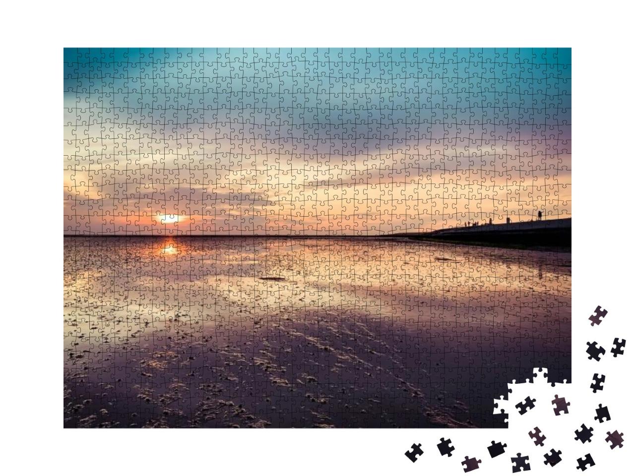 Sunset Over the Mud Flats... Jigsaw Puzzle with 1000 pieces