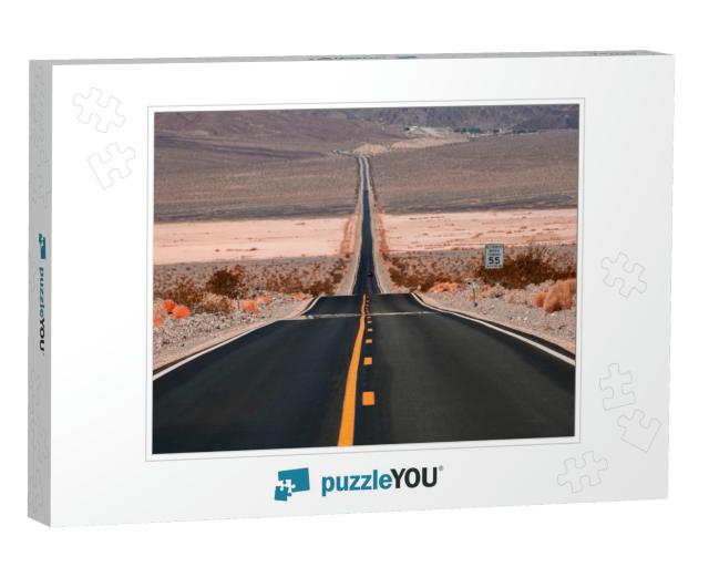 Empty Road in Death Valley National Park California... Jigsaw Puzzle