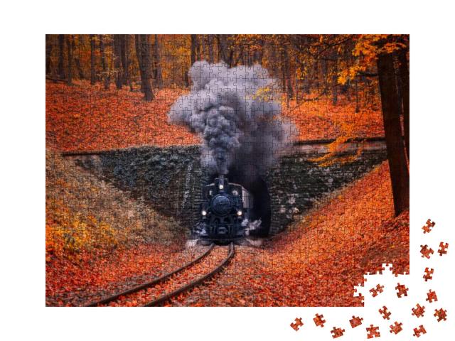 Steam-Engine Locomotive Coming from Tunnel, Emits Dense G... Jigsaw Puzzle with 1000 pieces