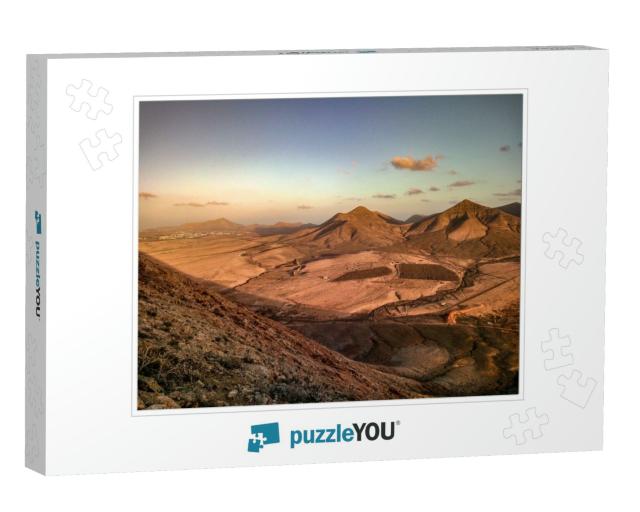 Panoramic View with Vulcanic Mountains in Fuerteventura... Jigsaw Puzzle