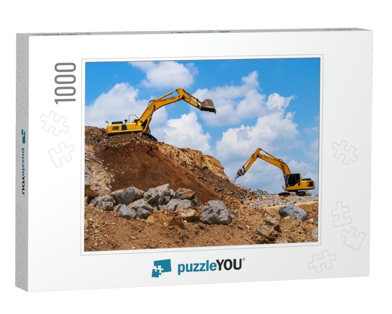 Excavator, Backhoe & Rock Crushing Machine of Mining Unde... Jigsaw Puzzle with 1000 pieces