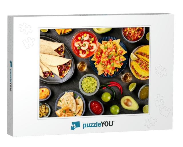 Mexican Food, Many Dishes of the Cuisine of Mexico, Flat... Jigsaw Puzzle