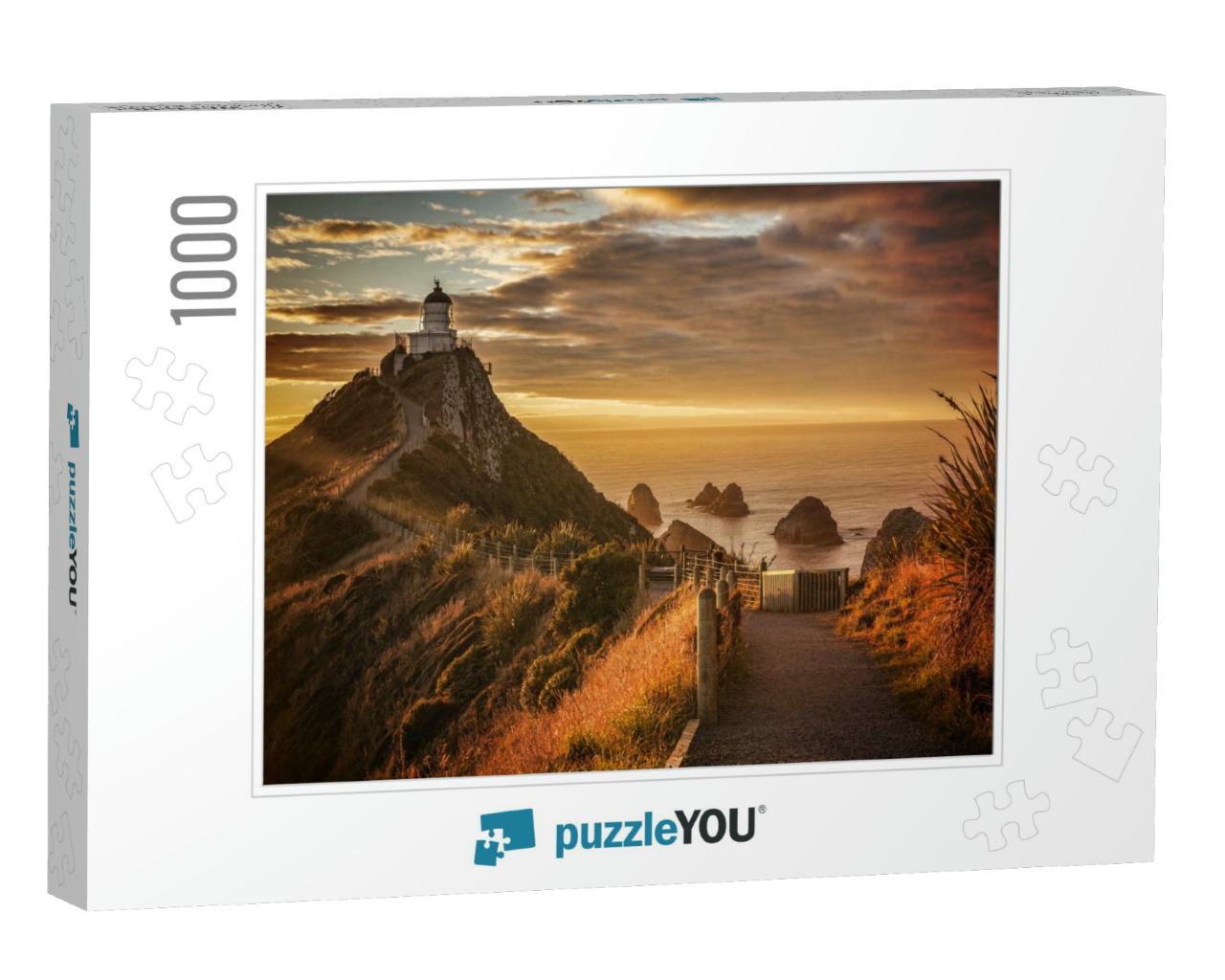 Sunrise At Nugget Point, Otago, New Zealand - Moody Sunri... Jigsaw Puzzle with 1000 pieces