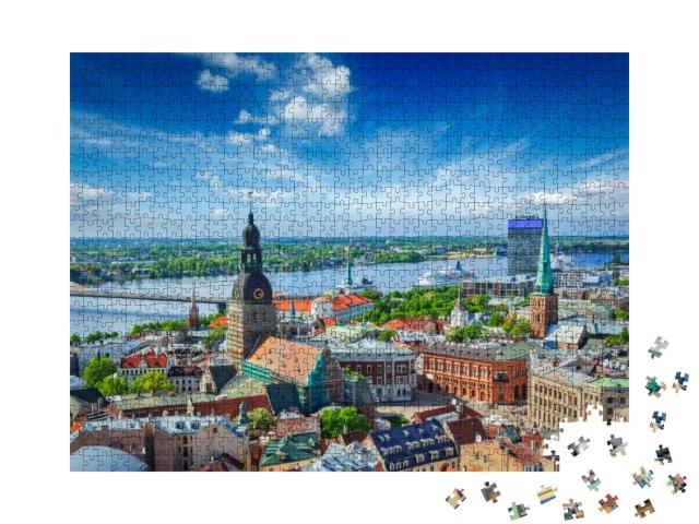 Aerial View of Riga Center from St. Peters Church, Riga... Jigsaw Puzzle with 1000 pieces