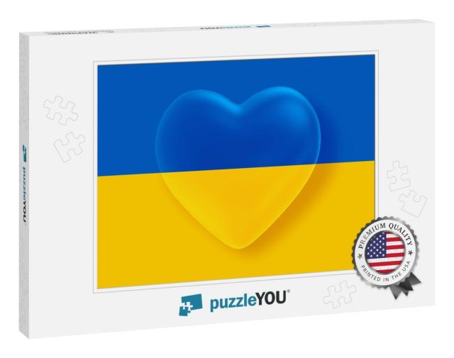 Ukraine Flag in the Shape of Heart Object on Ukraine Flag... Jigsaw Puzzle