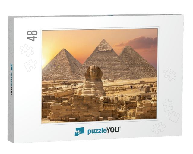 The Sphinx & the Piramids, Famous Wonder of the World, Gi... Jigsaw Puzzle with 48 pieces