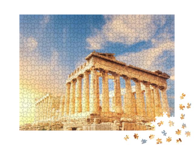Acropolis in Athens, Greece. Parthenon Temple on a Sunset... Jigsaw Puzzle with 1000 pieces