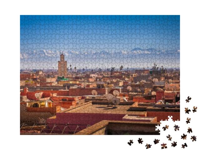 Panoramic View of Marrakesh & the Snow Capped Atlas Mount... Jigsaw Puzzle with 1000 pieces