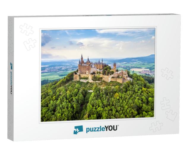 Aerial View of Hohenzollern Castle on Mountain Top, Old G... Jigsaw Puzzle