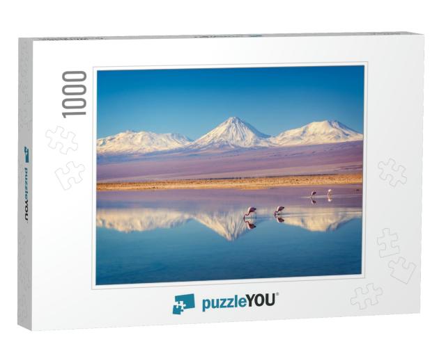 Snowy Licancabur Volcano in Andes Mountains Reflecting in... Jigsaw Puzzle with 1000 pieces