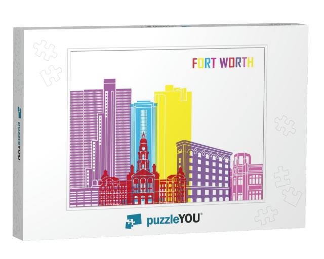 Fort Worth Skyline Pop in Editable Vector File... Jigsaw Puzzle